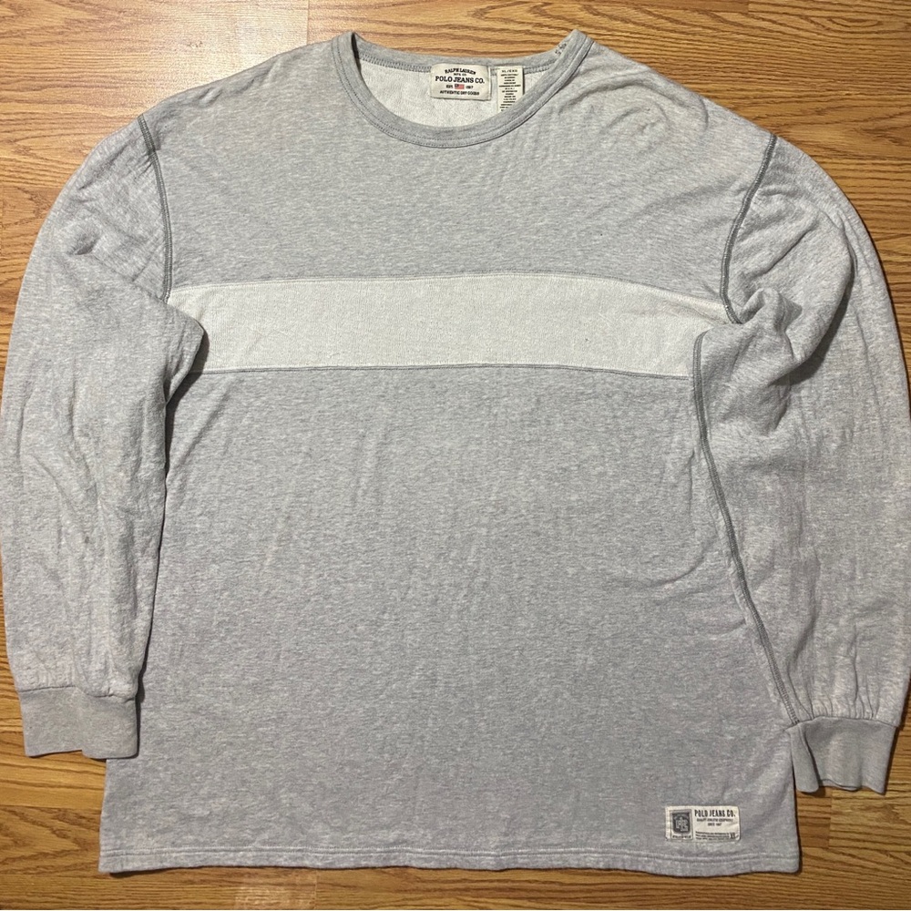 Y2K Ralph Lauren Polo Jeans Co Lightweight Fleece Sweatshirt XL Gray Pullover